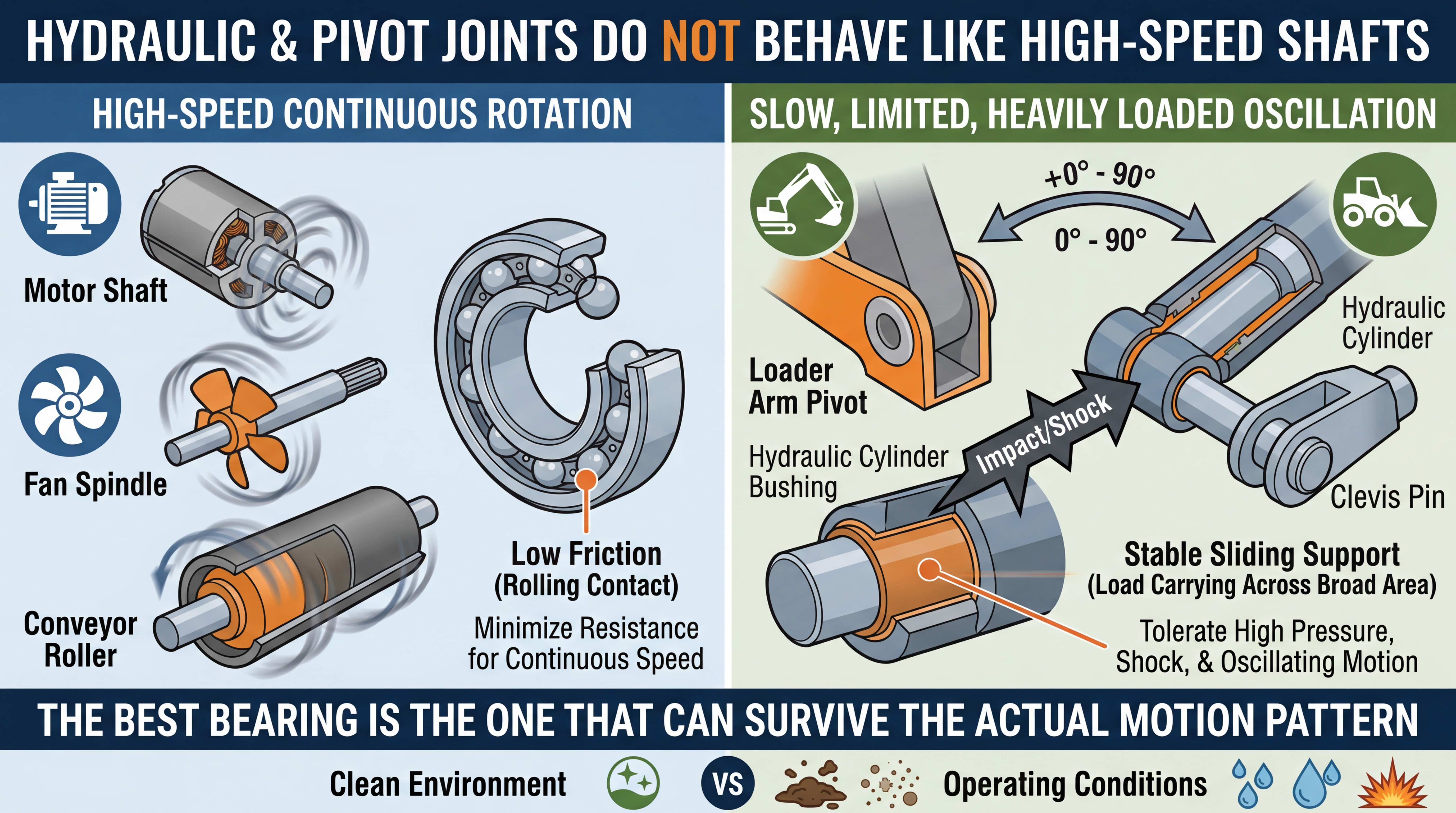 Plain Bearings in Hydraulic Cylinders and Pivot Joints Why Oscillating Motion Needs a Different Bearing Logic